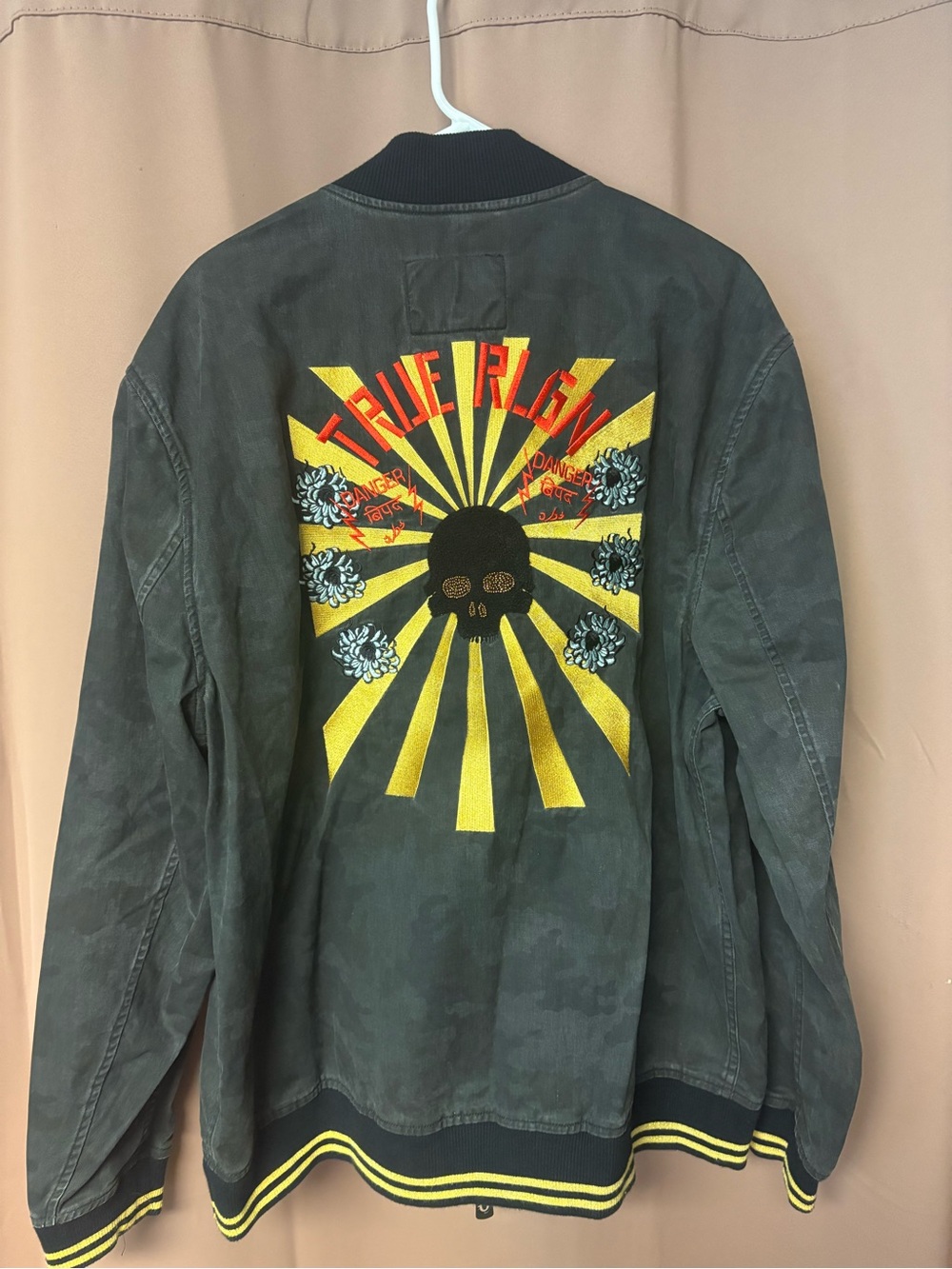 True Religion Jacket Mens XXL Skull Grunge Bomber Y2K Vintage Streetwear Graphic